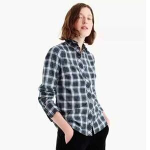 J. Crew Perfect Shirt in Green Tartan Plaid Size 6